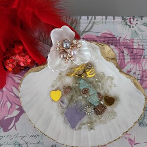 Valentine Day Resin Scallop Shell Dish Ocean Shell Ring Dish Beach Art