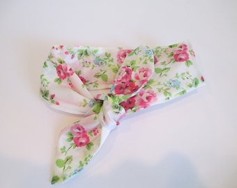 Baby Headwrap, Newborn Headband, Rose Floral, Shabby Chic Knot Wraps