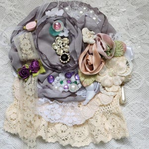 Shabby Chic Fabric Flower, Corsage Brooch, Upcycle Fabric, Pin Corsage-Etsy