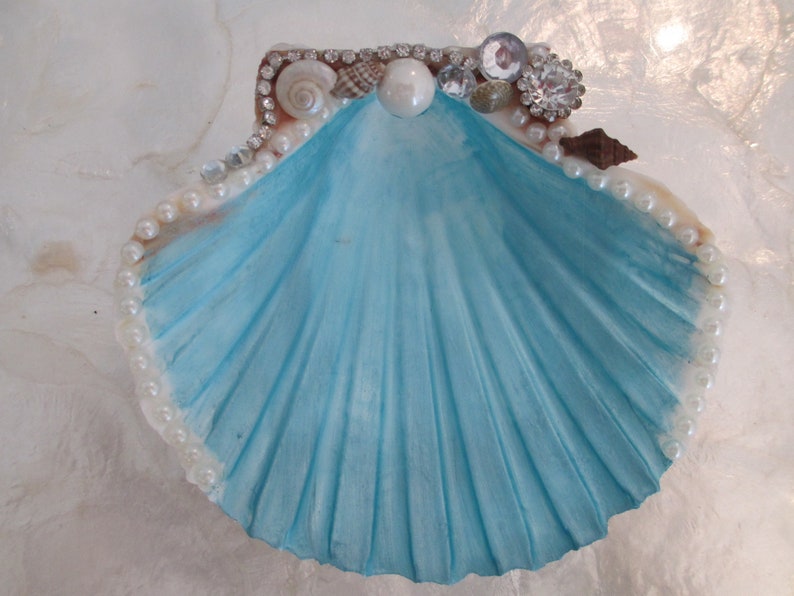 Seashell Ring Dish Mermaid Gift Trinket Tray Teal Ring Etsy