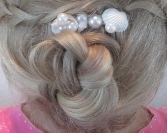 Mermaid Hair Piece, White Shell Hair Clip, Wedding Style, Hair Accessory, Prom