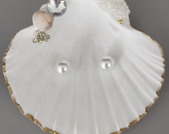 Shell Beach Wedding Ring Dish Scallop Shell Gift for Bride and Groom Bridal Gifts Wedding Party Gift