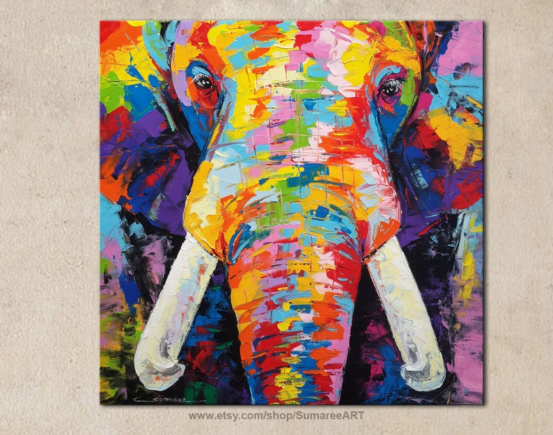 Elephant Painting on canvas Etsy