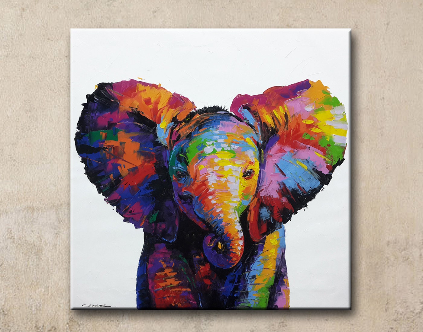 Baby Elephant Painting For Living Room