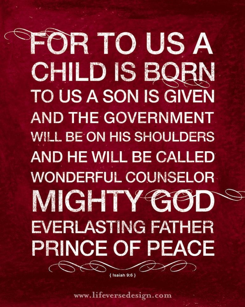 Unto Us a Child is Born Christmas Scripture Art Bible Verse | Etsy