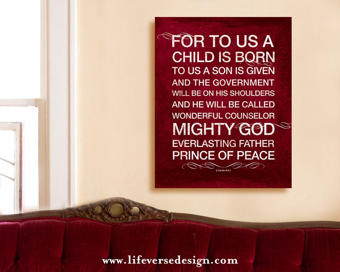 Unto Us a Child is Born Christmas Scripture Art Bible Verse | Etsy