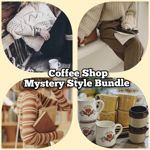 Coffee Shop Mystery Style Bundle- Aesthetic- Surprise- Thrifted Clothing Box- Grab Bag- Treat Yourself- Cozy Relaxed Clothing/ Accessories