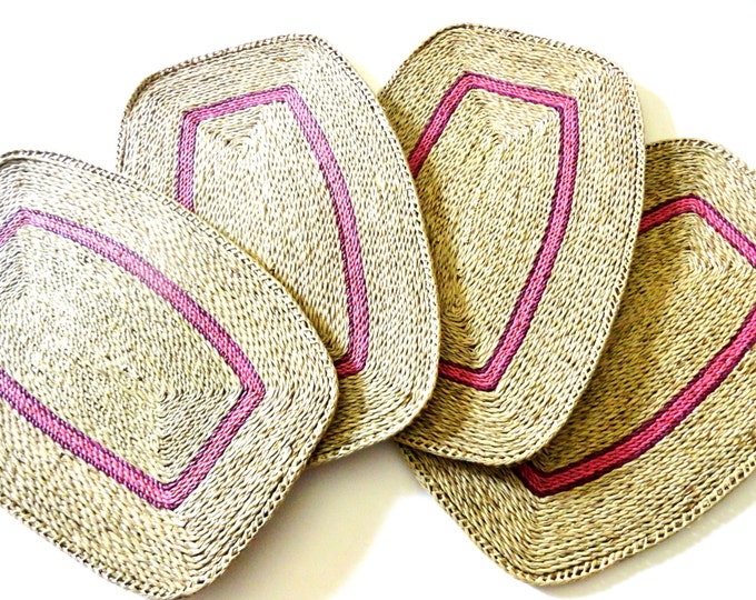 Set of 4 Vintage Woven Trivets Woven Straw/ Wicker/ Raffia Etsy