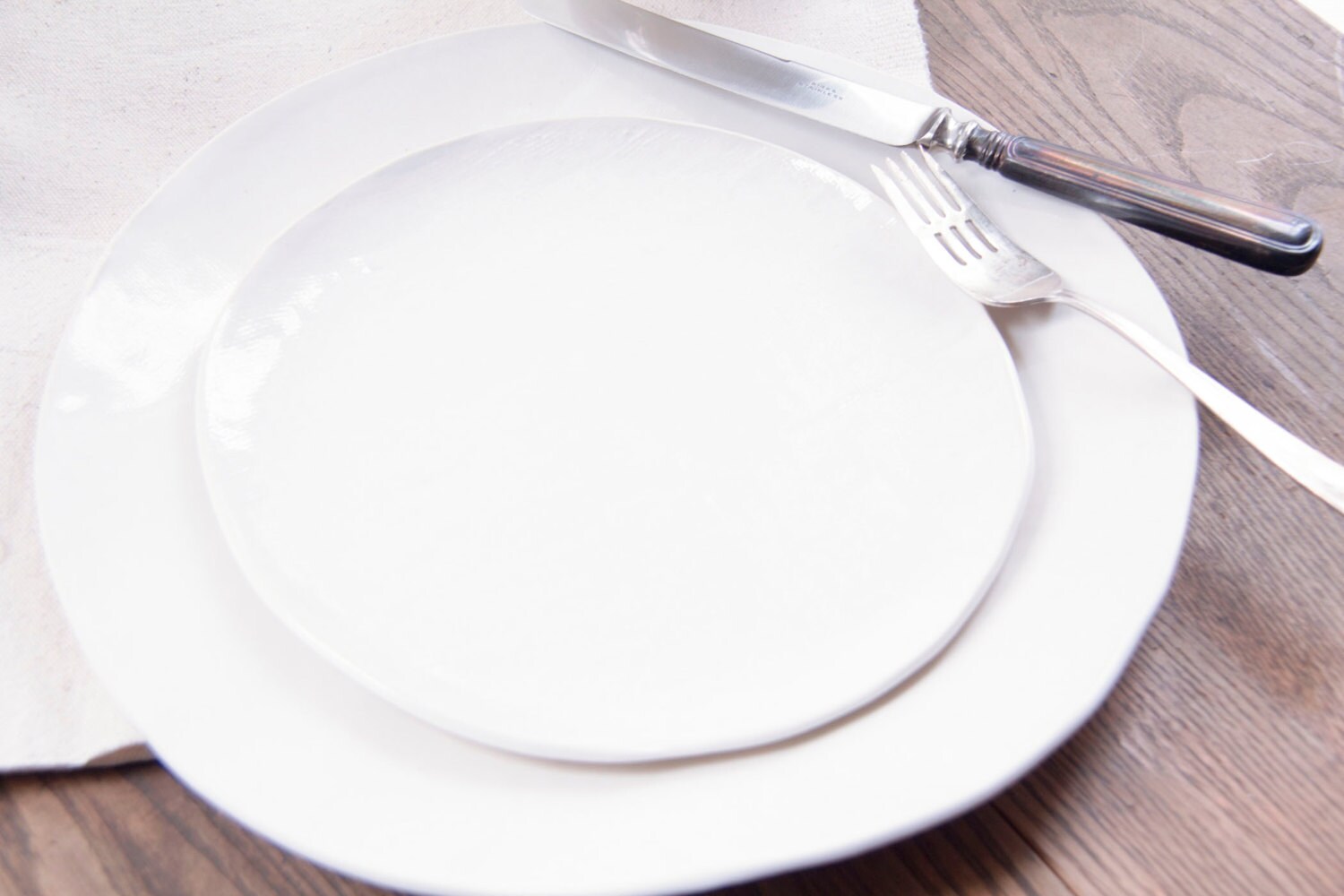 Handmade White Ceramic Salad Plate Round Etsy