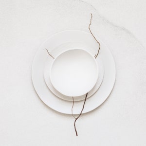 Handmade White Ceramic Set of Three Pieces, Handmade Dinnerware, Handmade Dinner Plates, Salad Plates, Bowls