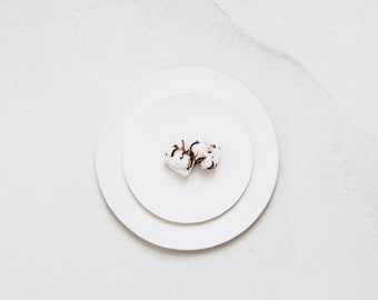 Handmade White Ceramic Salad Plate - Round