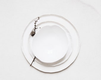Dinnerware Set - 3 Piece - Wave Edge Collection, Dinnerware Plates, Dinner Plates, Salad Plates, Bowl - Handmade Plates - Ceramics & Pottery