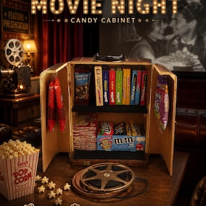 Vintage Popcorn and Candy Storage Cabinet, Movie Room & Home Theater Décor, 1950 Keystone 8mm Projector Case