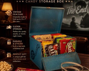 Vintage Metal Movie Film Can Candy Case: Home Theater Decor