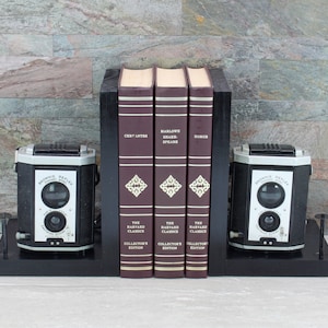 Kodak Brownie Reflex Camera Bookends: Vintage Movie Decor