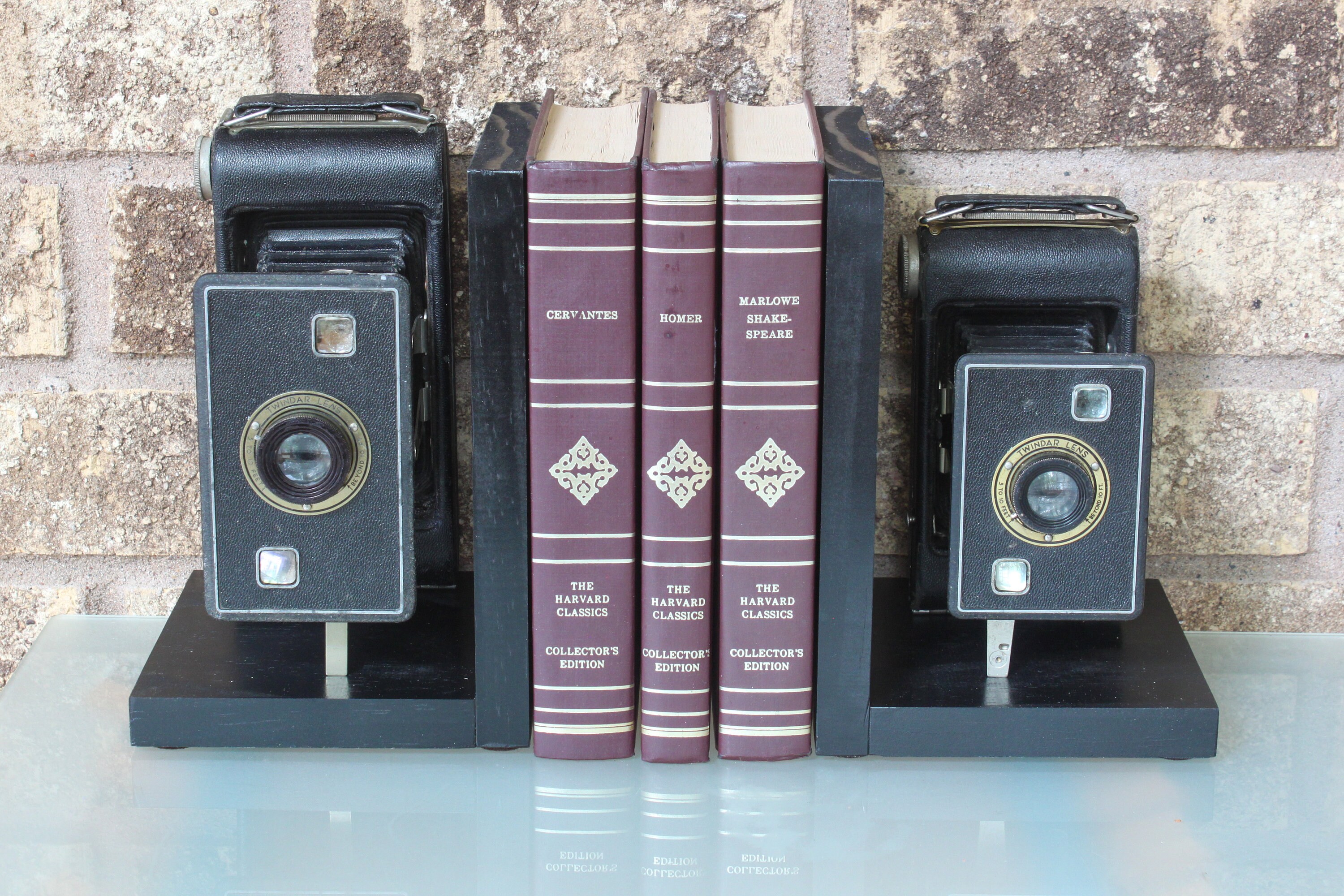 Vintage Camera Bookends, Kodak Jiffy Six-16 - Six-20, DVD Holder