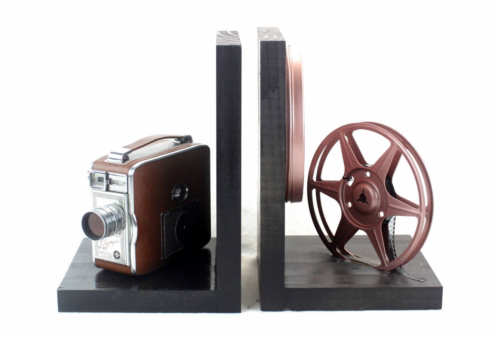 Vintage Camera Bookends Coppertone Brown Keystone Olympic Etsy