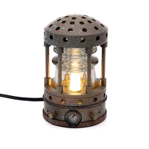 Steampunk Hemingray Insulator Lamp, Industrial Lighting, Man Cave Deco, Neo Victorian Lamp design, Cyberpunk Lamp