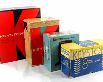 Set of 4 Vintage Keystone Camera boxes