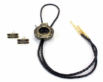 Vintage Kodak Camera Lens Bolo Tie & Cufflinks Set: Photographer Gift