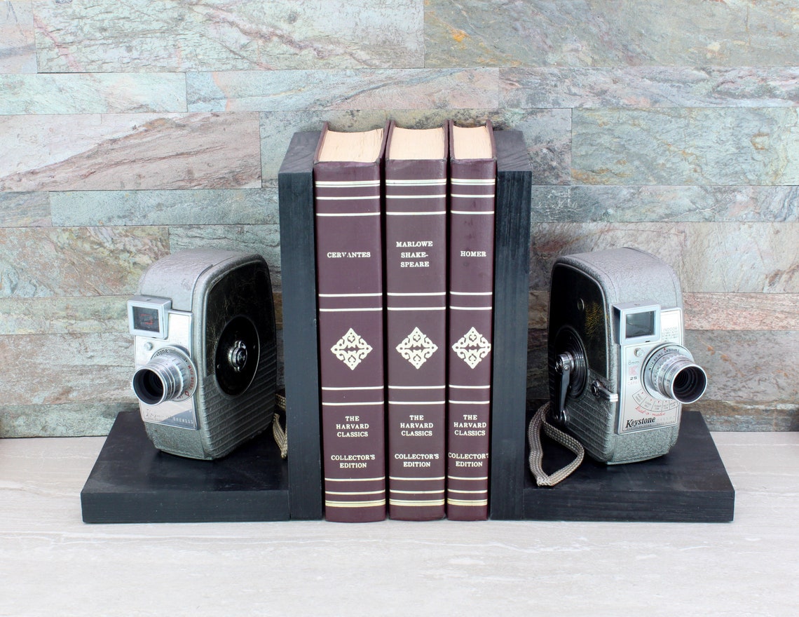 Vintage Camera Bookends DVD Holder Keystone K25 Capri Home Etsy