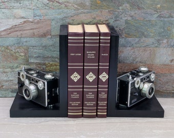 Antique Decorative Camera Bookends, Argus C3, Home Theater Décor, Movie Room, DVD Holder, Vintage, Ecofriendly Gift