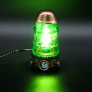 Steampunk Glass Insulator Lamp: Turquoise Industrial Lighting