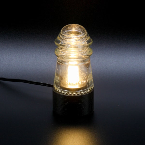 Lamp Base kit for Hemingray-9 Glass Insulators, Industrial Lighting, Man Cave Deco, Neo Victorian Lamp design, Cyberpunk Lamp