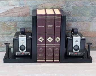 Kodak Kodak Brownie Hawkeye, Decorative Vintage Camera Bookends, Movie Room complement, Book lover gift, Home Theater Decor