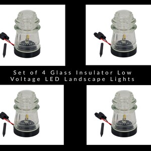 Vintage Glass Insulator LED Landscape Lights: Industrial Garden Decor (Set of 4)