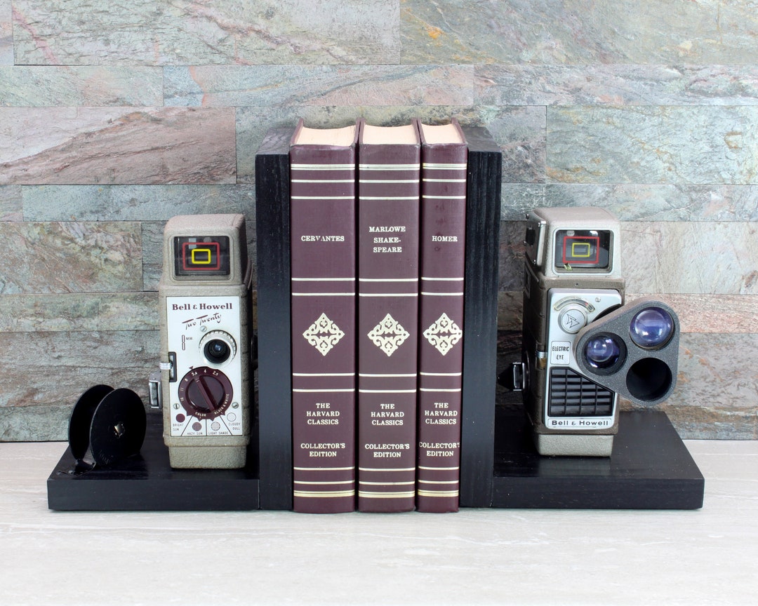 Vintage Movie Camera Bookends DVD Holder Bell & Howell Etsy
