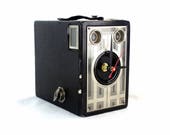 Art Deco Vintage Brownie Junior Six-16 Camera Clock, upcycled, reuse, analog time, desk clock, office, fire mantel, antique tabletop clock