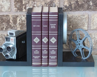 Vintage Camera Bookends - DVD Holder - Keystone K38 Triple Turret - Movie Theater Décor - Movie Maker Gift - Git for Actor and Actress