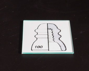 Vintage Glass Insulator Coaster for Drinks, Barware, Pick your CD Number