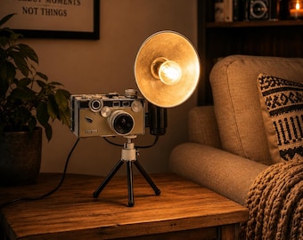 Vintage Desk Lamp, Task Lamp, Black/Green Argus C3 Camera