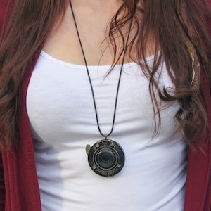 Vintage Camera Lens Pendant Necklace - Gift For Wife - Eco-friendly upcycled Statement Jewelry - gift for her - handmade steampunk jewelry