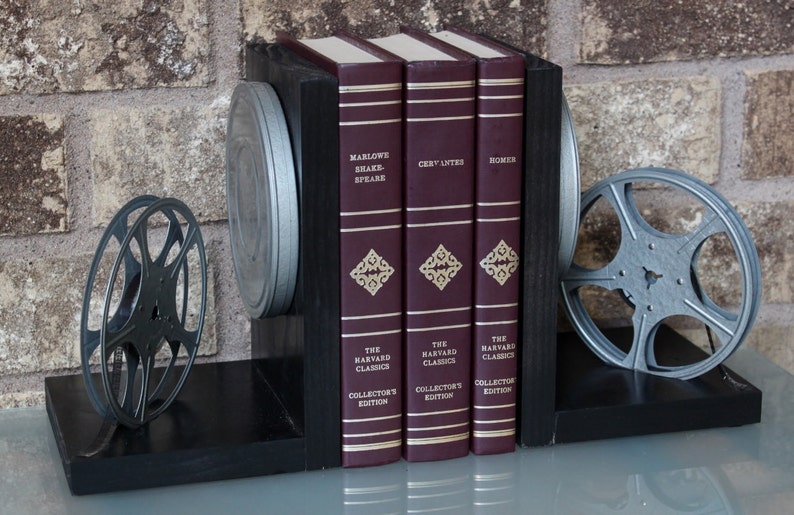 Vintage 8mm Film Reel Bookends DVD Holder Movie Theater Etsy