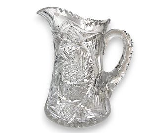 American Brilliant Period Cut Glass Pitcher, Lead Crystal, c. 1890–1915