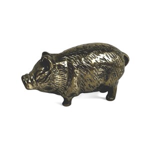 Vintage Brass Pig Figurine – 3&quot; Miniature Farm Animal Paperweight