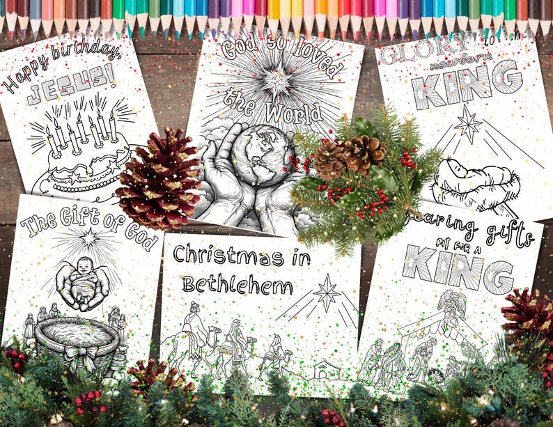 Christmas Coloring Pages Bundle Printable | 6 Christian Coloring Sheets ...