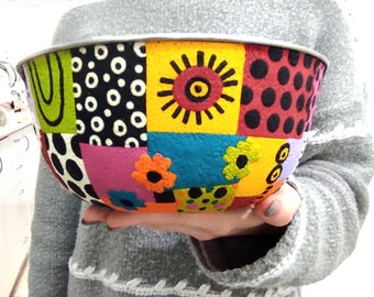 Large Colorful And Unique  Serving  Salad And Fruits Bowl