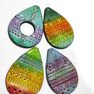 Polymer Clay Beads, Faux Ceramic Beads, Polymer Clay Pendants, Bohemian Polymer Clay Pendants, Colorful Polymer Clay Beads