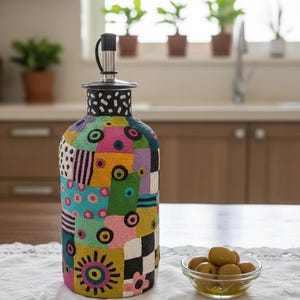 Colorful and Unique Olive Oil Or Vinegar Cruet image 3