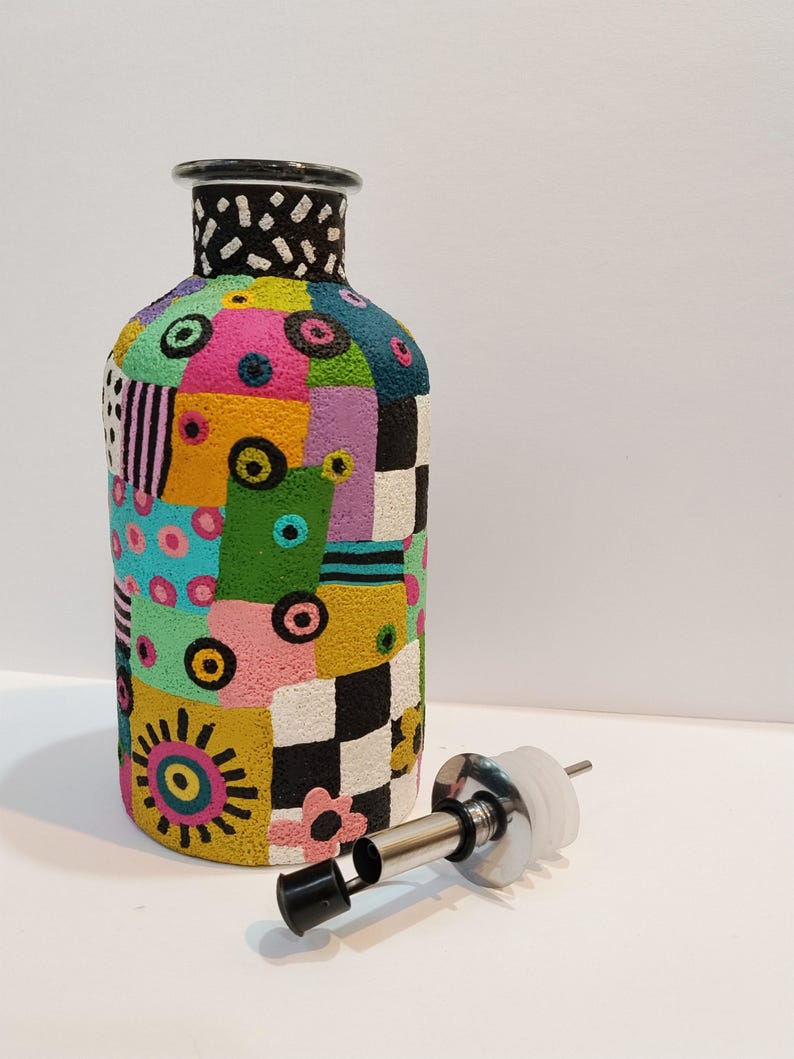 Colorful and Unique Olive Oil Or Vinegar Cruet image 1