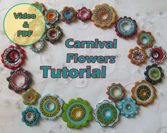 Polymer clay tutorial, Video Tutorial + PDF Tutorial, how to create flowers beads, Polymer Clay Bead Tutorial, Fimo Tutorial, DIY