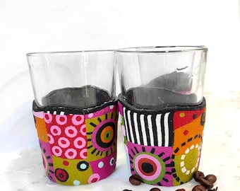Colorful  cortado coffee cup and teacups