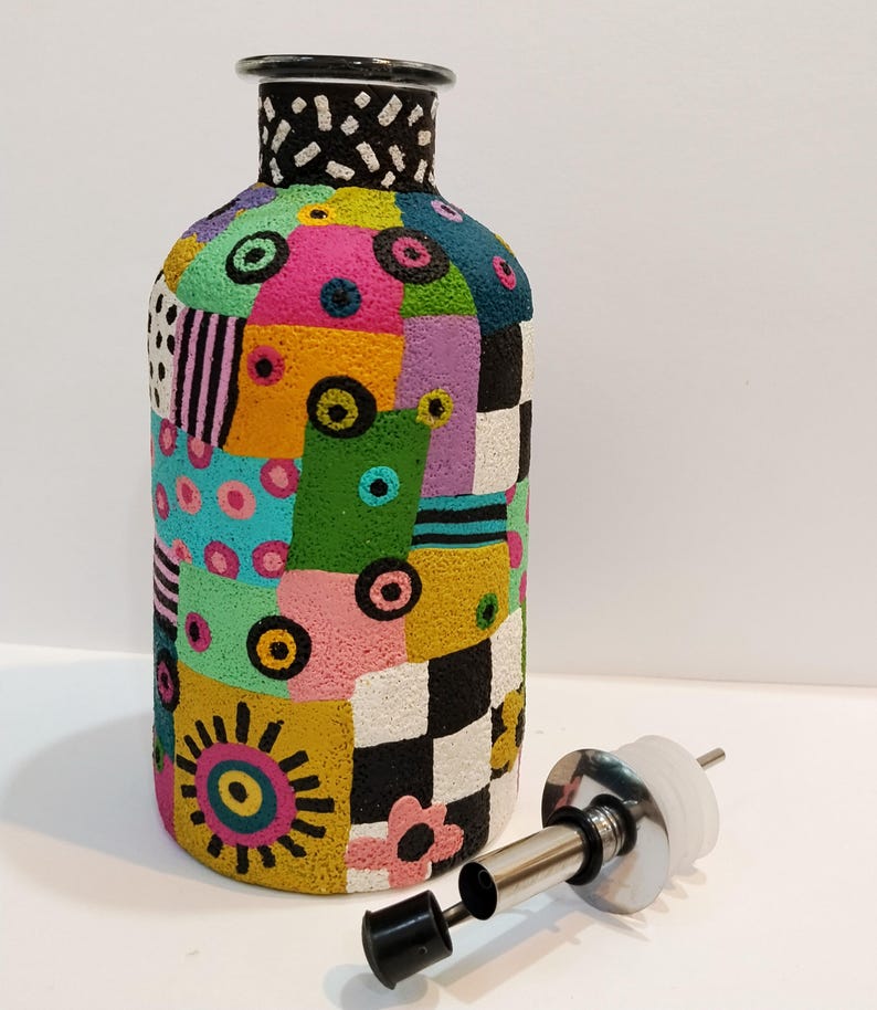 Colorful and Unique Olive Oil Or Vinegar Cruet image 2