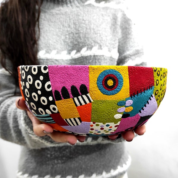 Large Colorful And Unique  Serving  Salad And Fruits Bowl