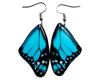 Blue Monarch butterfly earrings, butterfly wing earring, gift for her, birthday gift for girlfriend, wife, woman, girl, sister,mother, mom
