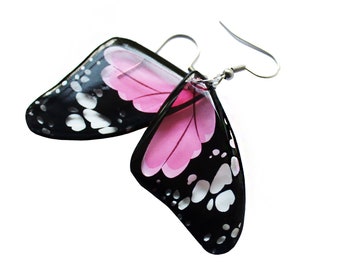 Pink butterfly earrings, butterfly wing earring, gift for her, birthday gift for girlfriend, wife, woman, girl, sister,mother, mom, bff